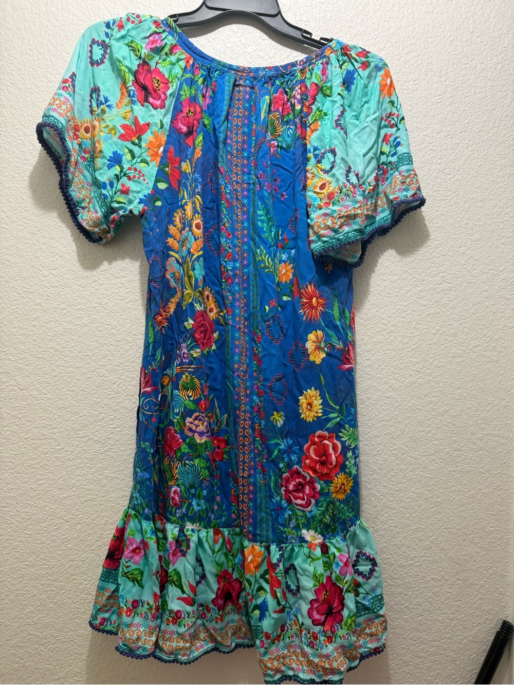 LULALIFE Vibrant Blue Floral Boho Tassel Dress - Picture 5 of 5